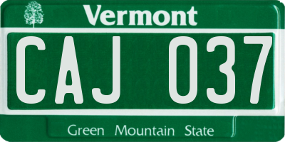 VT license plate CAJ037