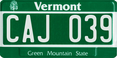 VT license plate CAJ039