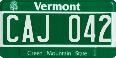 VT license plate CAJ042