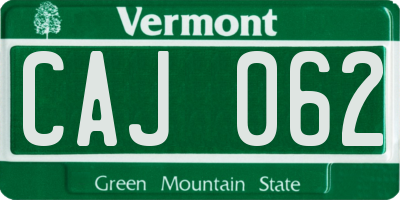 VT license plate CAJ062