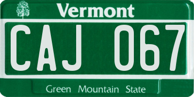 VT license plate CAJ067
