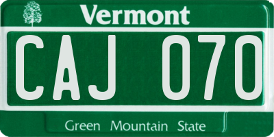 VT license plate CAJ070