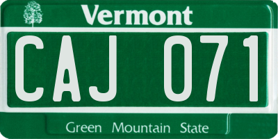 VT license plate CAJ071