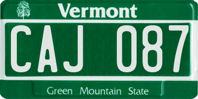 VT license plate CAJ087