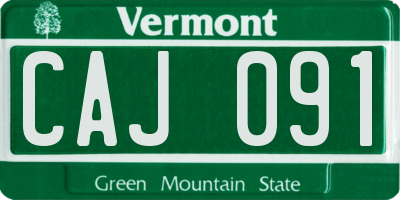 VT license plate CAJ091