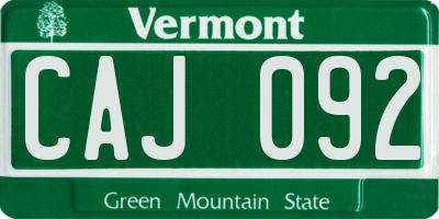 VT license plate CAJ092
