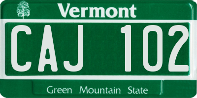 VT license plate CAJ102