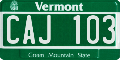 VT license plate CAJ103