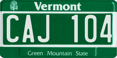 VT license plate CAJ104
