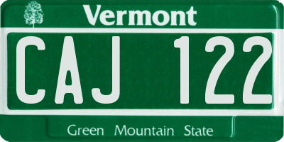 VT license plate CAJ122
