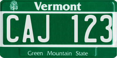 VT license plate CAJ123