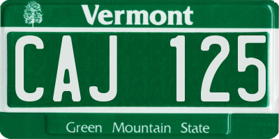 VT license plate CAJ125