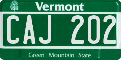 VT license plate CAJ202