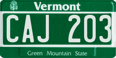 VT license plate CAJ203