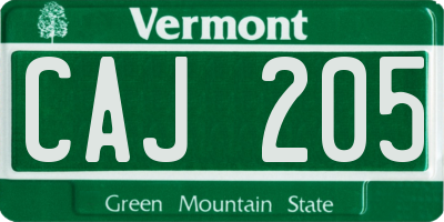 VT license plate CAJ205