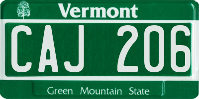 VT license plate CAJ206