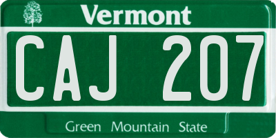 VT license plate CAJ207
