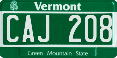 VT license plate CAJ208