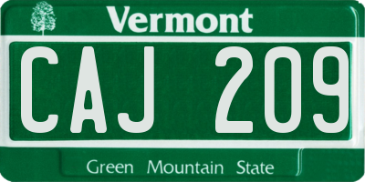 VT license plate CAJ209