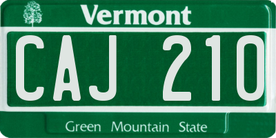 VT license plate CAJ210