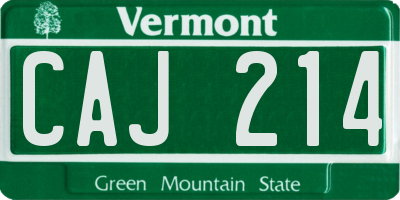 VT license plate CAJ214