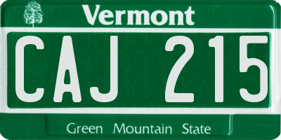 VT license plate CAJ215