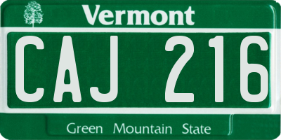 VT license plate CAJ216