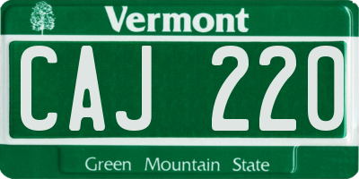 VT license plate CAJ220