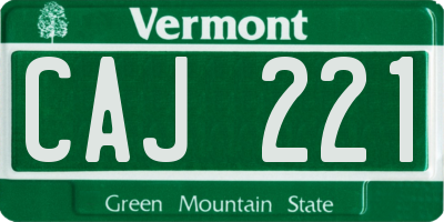 VT license plate CAJ221