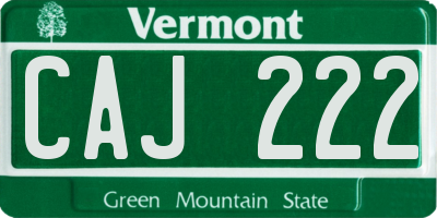 VT license plate CAJ222