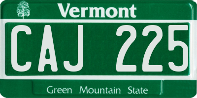 VT license plate CAJ225