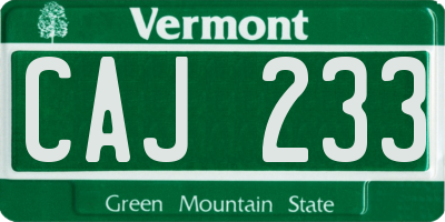 VT license plate CAJ233