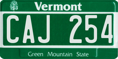 VT license plate CAJ254