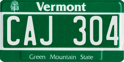 VT license plate CAJ304