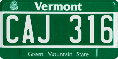 VT license plate CAJ316