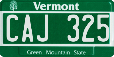 VT license plate CAJ325