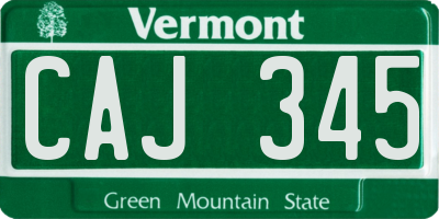 VT license plate CAJ345