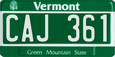 VT license plate CAJ361