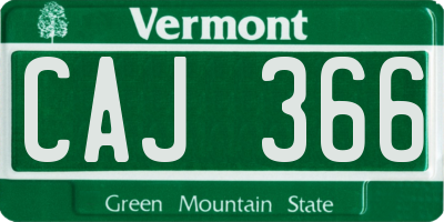 VT license plate CAJ366