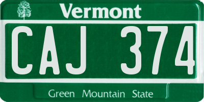 VT license plate CAJ374