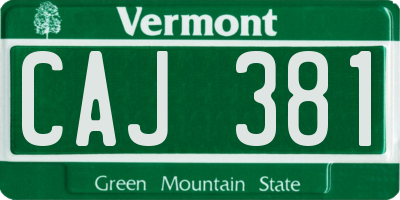 VT license plate CAJ381