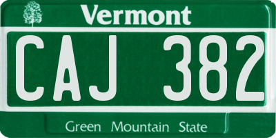 VT license plate CAJ382