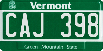 VT license plate CAJ398