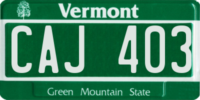 VT license plate CAJ403