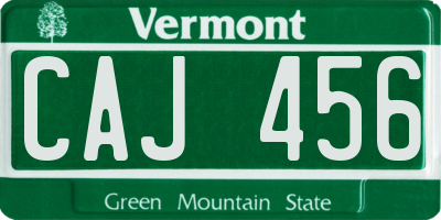VT license plate CAJ456