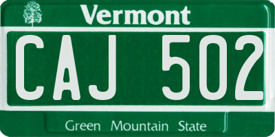 VT license plate CAJ502
