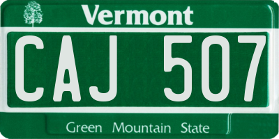 VT license plate CAJ507