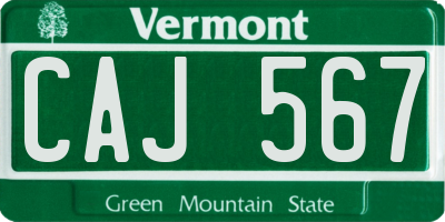 VT license plate CAJ567