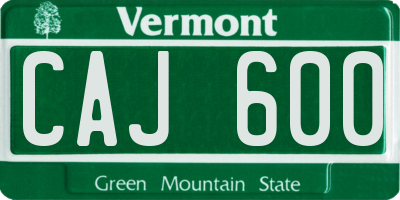VT license plate CAJ600