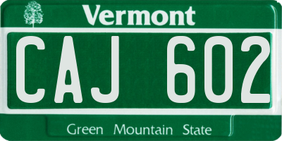 VT license plate CAJ602